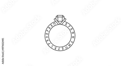 A line drawing of a diamond ring.