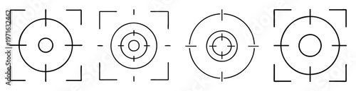 Collection of four different crosshair target designs in black and white