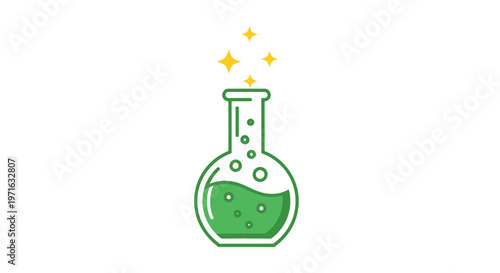 Green chemistry laboratory flask icon.