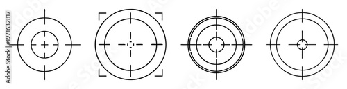 Four distinct target icons with concentric circles and aiming crosshairs design
