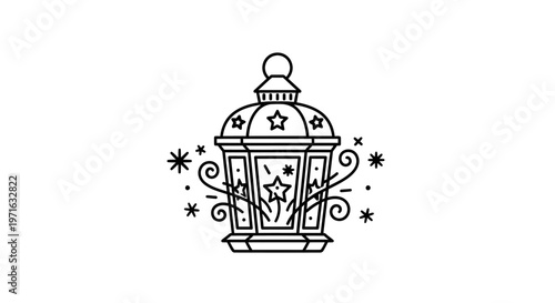 Black and white lantern with stars.