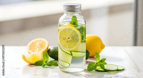 Infused Water with Lemon, Mint and Cucumber
