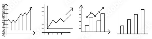 Doodle style graphs representing upward trends in data visualization and analysis