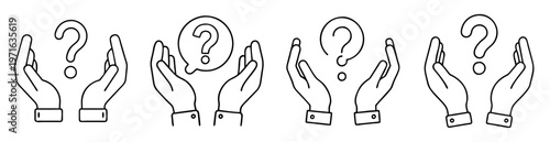 hands presenting and holding a question mark, seeking solutions and answers