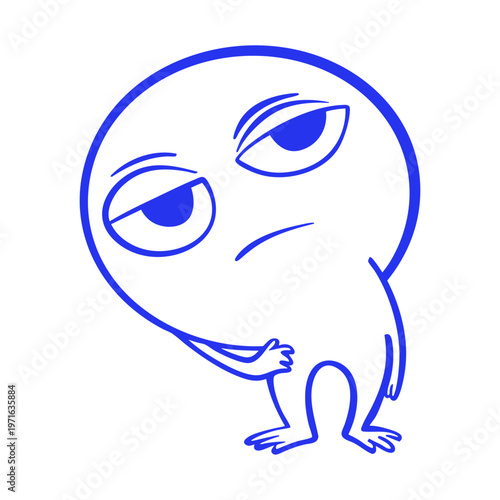 Cartoon Character with Suspicious Sideways Look