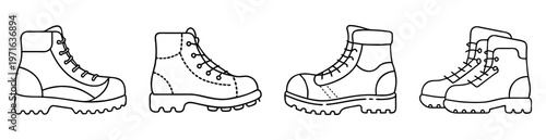 Set of Four Black and White Contour Style Lace Up Boots