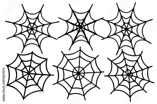 spider web silhouette line art vector illustration