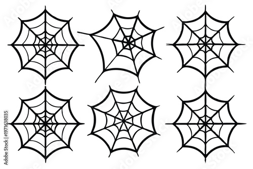spider web silhouette line art vector illustration