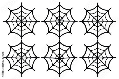 spider web silhouette line art vector illustration