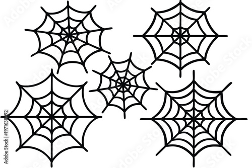 spider web silhouette line art vector illustration