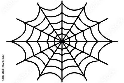 spider web silhouette line art vector illustration