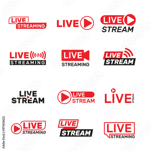 Live Streaming Icon Set Vector Illustration