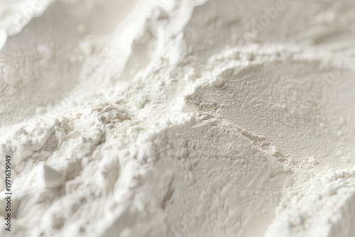 Soft focus macro shot of white clay powder and kaolin heap background