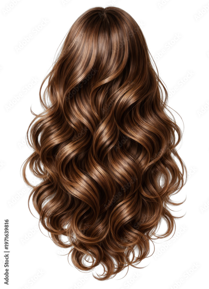 Naklejka premium PNG Luscious wavy brown hair texture.
