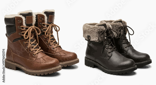 Pair of stylish winter boots displayed elegantly on a surface
