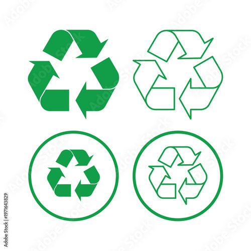 Sustainable Recycling Icon Set Green Eco Symbol Vector Pack