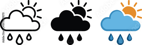 Weather icons showing different conditions Vector
