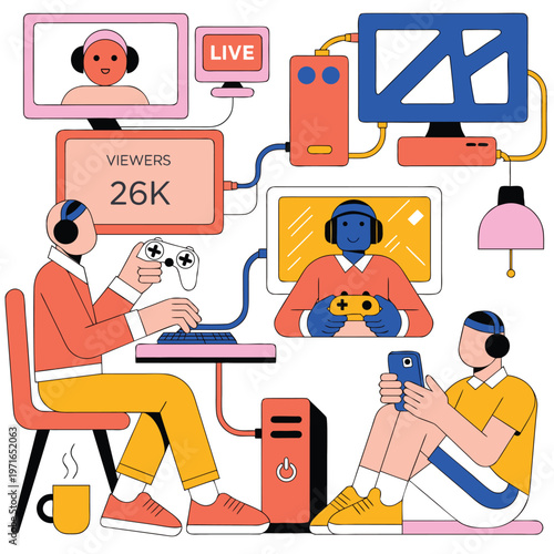 Modern Gaming Esports Players Setup Digital Entertainment Concept