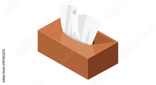 A simple illustration of a brown tissue box with white tissues