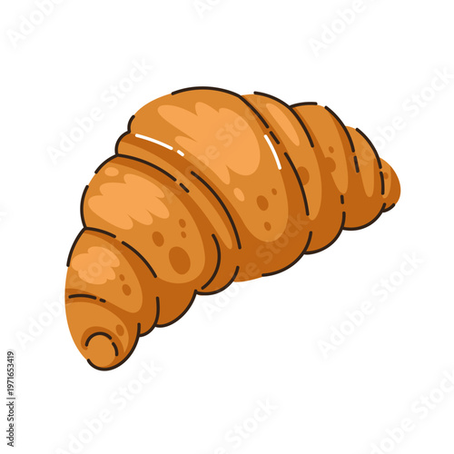 Hand Drawn Butter Croissant Simple Minimal French Pastry Illustration