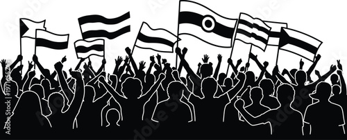 Celebrating fans with national flags a vibrant scene from the global soccer championship tournament