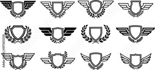 Vintage crests shields for global soccer championship branding design elements for sports teams tournaments