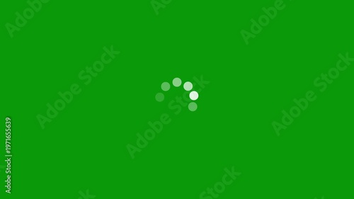 White loading spinner animation on green background progress circle