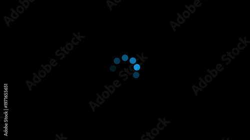 Blue loading spinner animation on black background progress circle