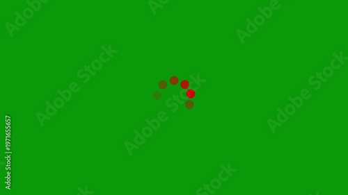 Red loading spinner animation on green background progress circle