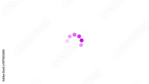Animated loading spinner with purple dots on a white background animation progress