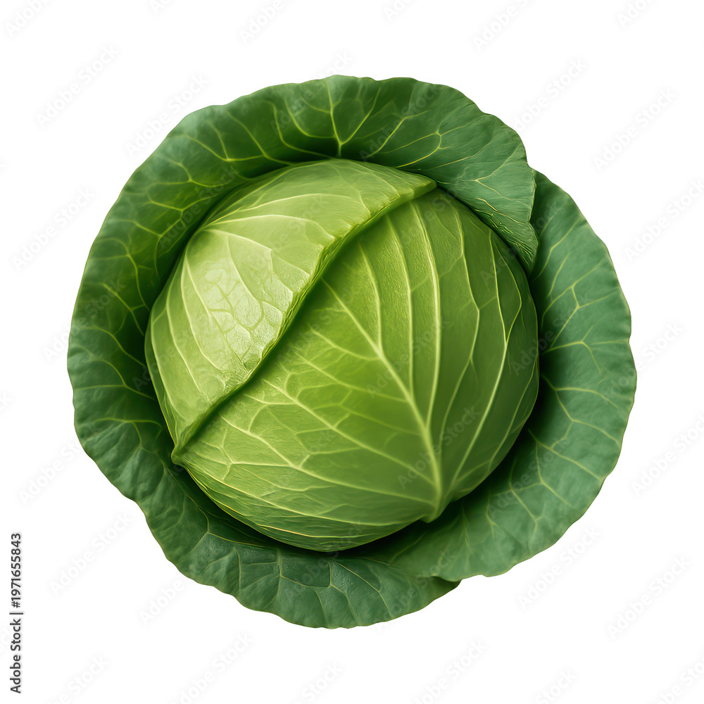 Fototapeta premium PNG Fresh green cabbage vegetable image.