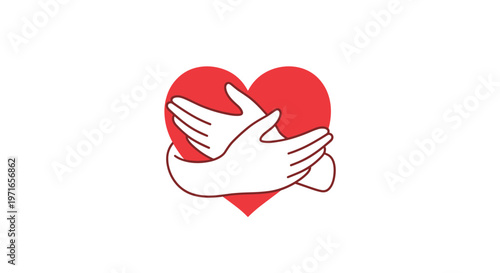 Heart shape being tenderly embraced by two hands representing love, kindness, compassion, and emotional support for others.