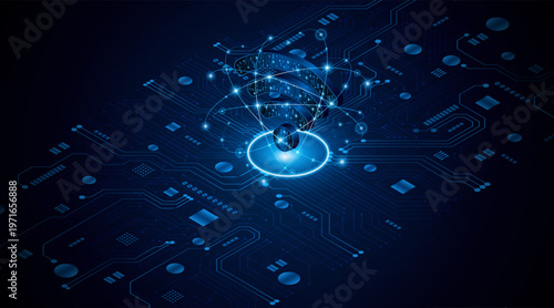 Abstract wifi symbol. Concept of communication technology, internet signal or wireless connection.