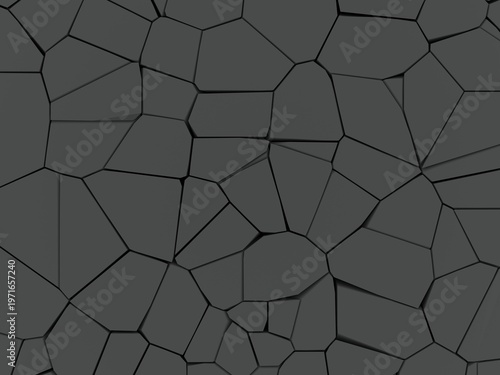 Dark gray abstract geometric cracked pattern with shadows background