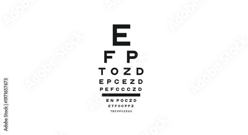 Classic Snellen eye chart used for vision testing and measuring visual acuity in optometry and ophthalmology clinics.