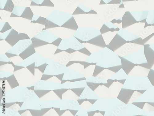 Modern abstract 3D tessellation with blue-green and cream polygons