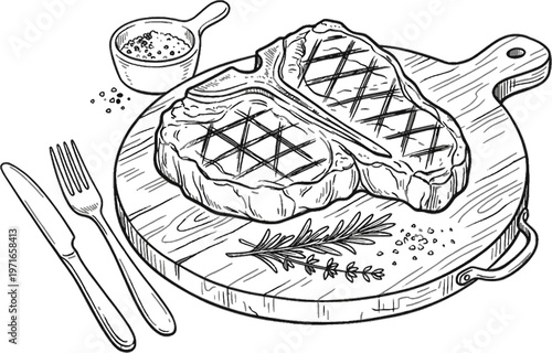 hand drawn vector illustration of a beef steak