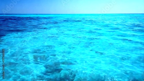 Serene turquoise ocean waves under a clear sky