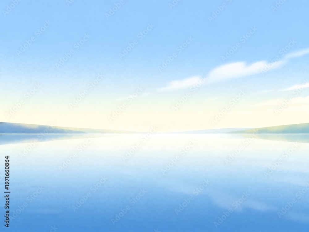 Fototapeta premium Serene Lake Landscape with Clear Blue Sky and Reflection