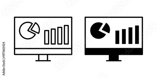 Dashboard icon designed in black stroke and white stroke styles, isolated. Perfect for analytics, admin panels, and data monitoring concepts.
