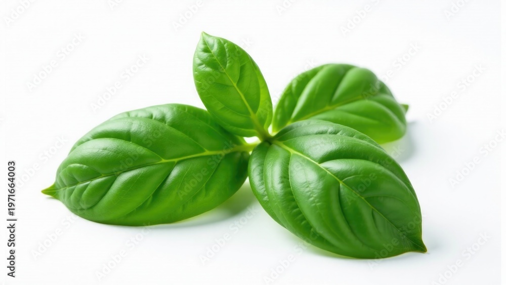 Fototapeta premium A pair of green leaves sit atop a white surface, perfect for decorating or illustration