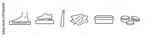 Collection of icons representing shoe care and fitting accessories
