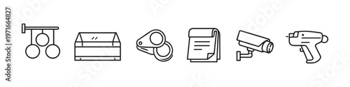 Collection of security and inspection icons representing surveillance and investigation tools