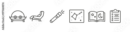 Collection of icons representing relaxation, learning, and observation activities