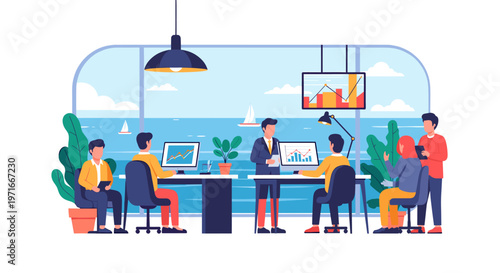 A calm and cozy illustration showing a person enjoying a moment with a potted plant, perfect for lifestyle content or depicting peaceful moments.