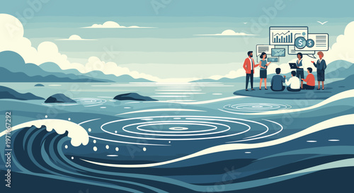 A striking illustration of a breaking wave, evoking a sense of power and tranquility, perfect for travel blogs or marketing materials related to coast