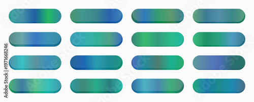 A grid of sixteen abstract rectangular shapes featuring blended blue and teal color gradients, suggesting digital interfaces or UI elements.