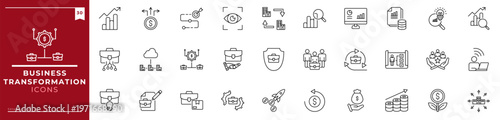 Business Transformation, Outline icons collection. Simple vector illustration