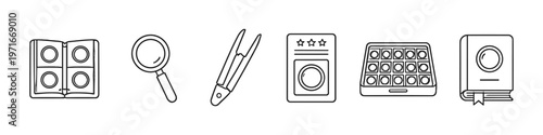 Collection of icons representing hobbies and collecting activities