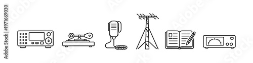 Collection of amateur radio equipment and communication tools for hobbyists